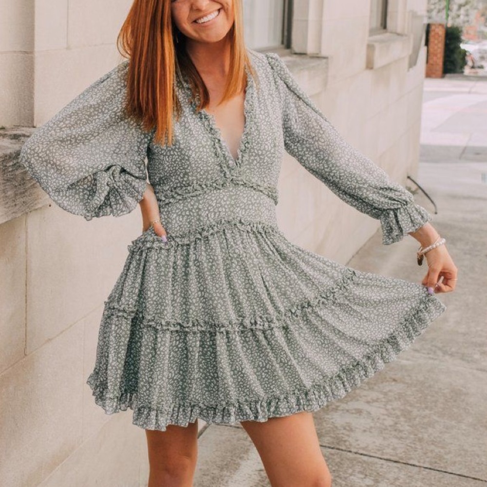 Billow Sleeve Boho Ruffle Dress
